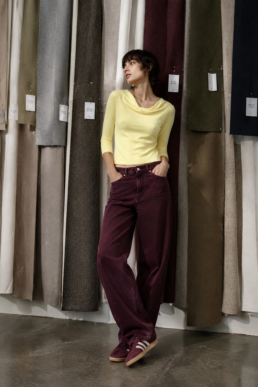 Pierre Cardin Yellow Cowl Neck 3/4 Sleeve Knit Top